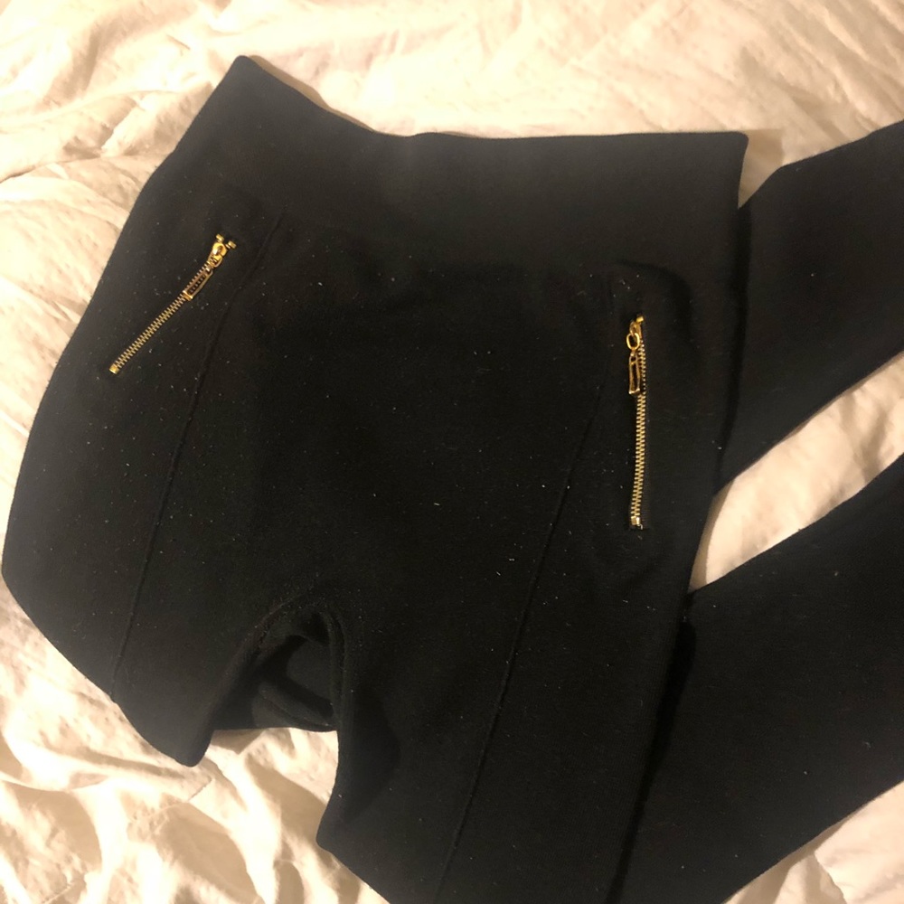 High waisted leggings black zipper medium \ large